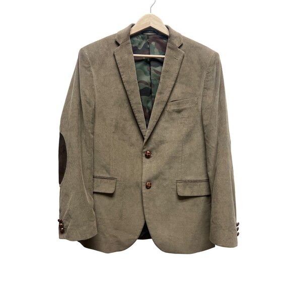 Lauren Ralph Lauren Tan Corduroy Blazer with Camo Lining & Elbow Patch - Picture 2 of 8